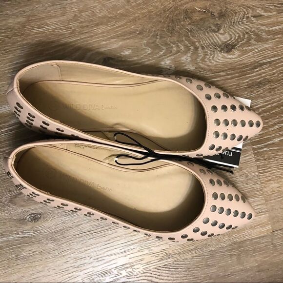 Rue 21 wild diva blush pink studded pointed toe ballet flats womens shoes 6 New - Picture 7 of 8